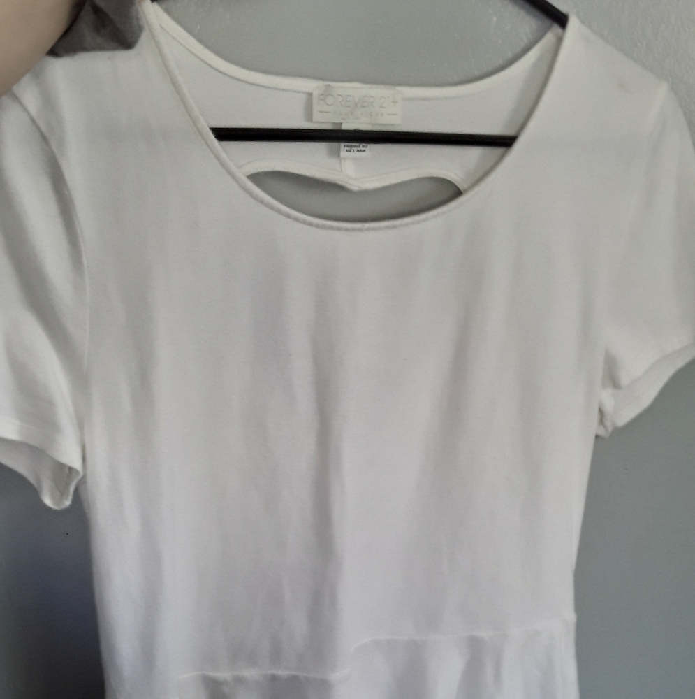 White flare back cut out tee shirt